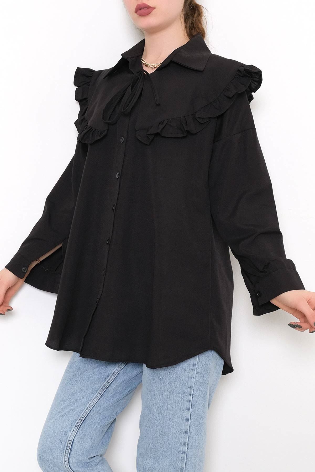 Takma Yakalı Tunik Siyah - 1108.1289.