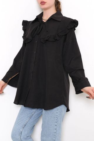 Takma Yakalı Tunik Siyah - 1108.1289.