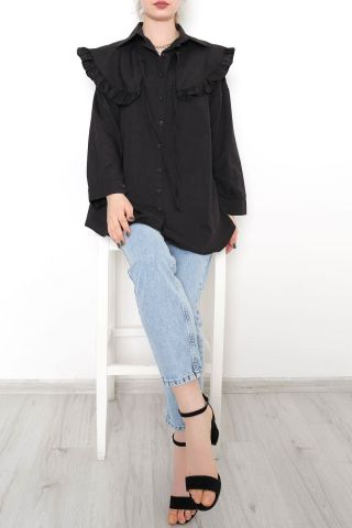 Takma Yakalı Tunik Siyah - 1108.1289.