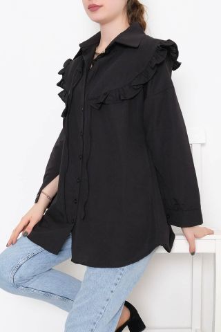 Takma Yakalı Tunik Siyah - 1108.1289.