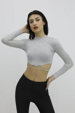 Bisiklet Yaka Mini Bady - Gri