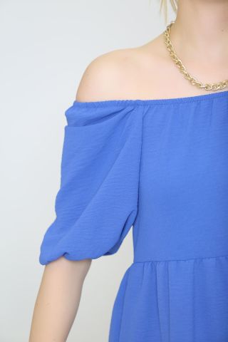 Kayık Yaka Elbise Mavi - 9407.701.