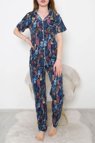 Düğmeli Pijama Takımı Desenlilaci - 10873.1048.