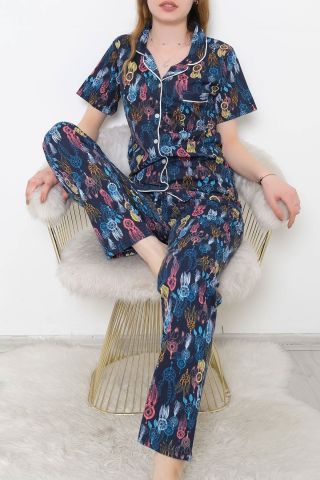 Düğmeli Pijama Takımı Desenlilaci - 10873.1048.