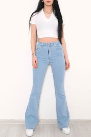 İspanyol Paça Kot Pantolon Açıkmavi1 - 9730.1184.