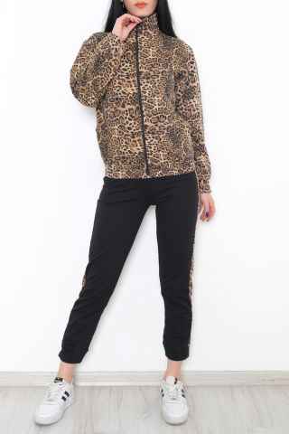 Leopar Fermuarlı Takım Siyah - 10449.5238.