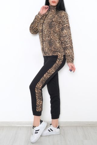 Leopar Fermuarlı Takım Siyah - 10449.5238.