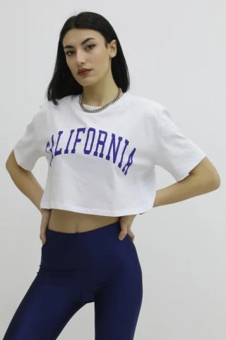 California Baskılı Mini Tshirt Beyaz - P-019994
