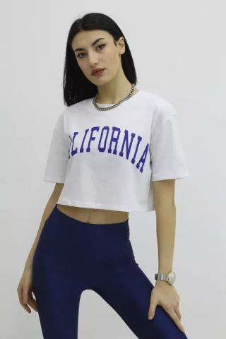 California Baskılı Mini Tshirt Beyaz - P-019994