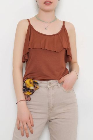 Volanlı Bluz Kahve - 10676.1095.