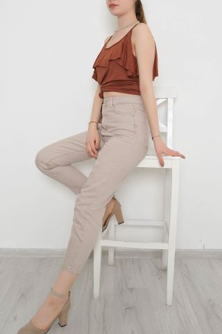 Volanlı Bluz Kahve - 10676.1095.