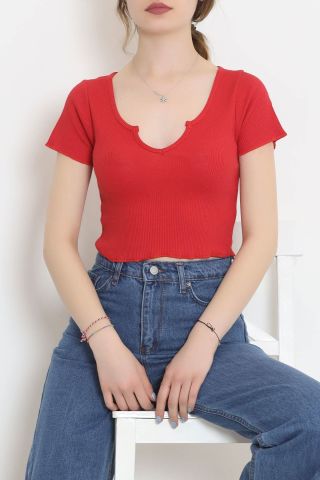 Göğüs Dekolteli Bluz Kırmızı - 10983.1567.