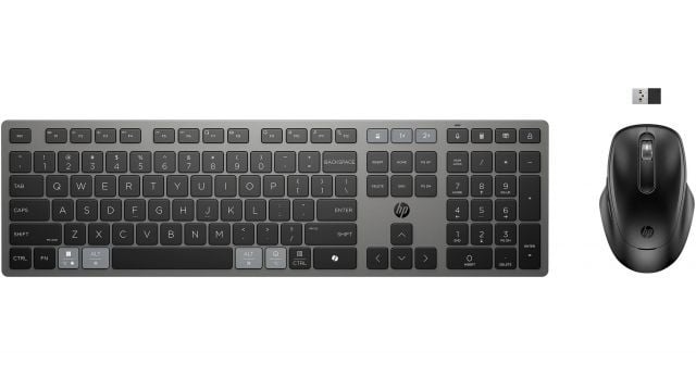 9T5B0UT 725 Multi-Device Rechargeable Wireless Keyboard and Mouse Combo