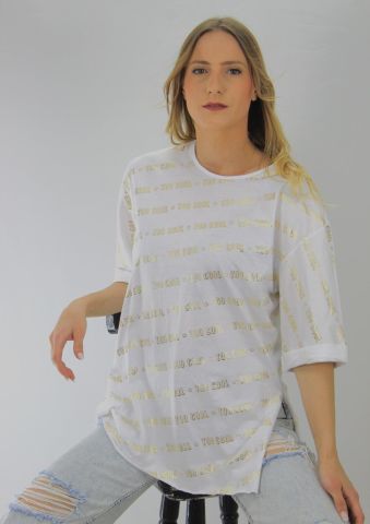 Varak Too Coll Baskılı Tişört Beyaz - 8868.199