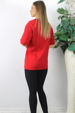 Nakışlı Tişört Kırmızı - 1249.45
