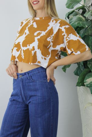 Desenli Crop Tişört Vizon - 121.903