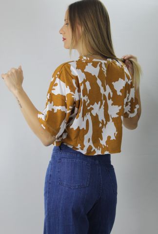 Desenli Crop Tişört Vizon - 121.903