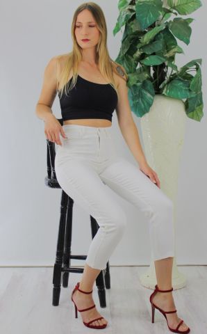 Mom Jean Kot Pantolon Beyaz - 1174.110
