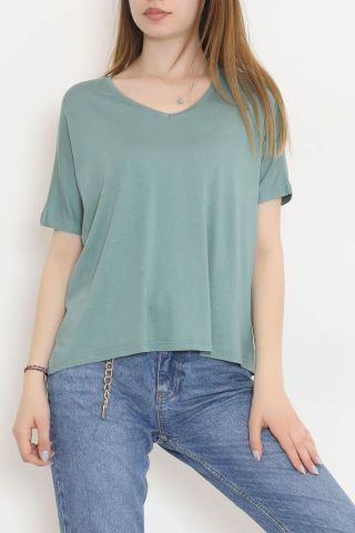 V Yaka Salaş Tişört Mint - 10669.1095.