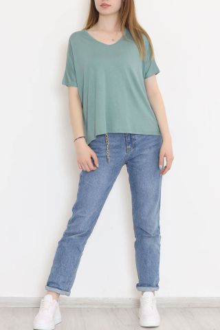 V Yaka Salaş Tişört Mint - 10669.1095.