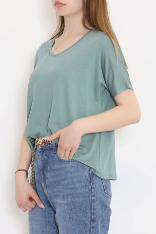V Yaka Salaş Tişört Mint - 10669.1095.