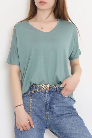 V Yaka Salaş Tişört Mint - 10669.1095.