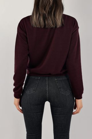 Baskılı Crop Sweat Mor - 0135.158.