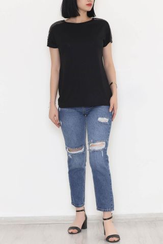 Omuz Pullu Bluz Siyah - 11279.599.