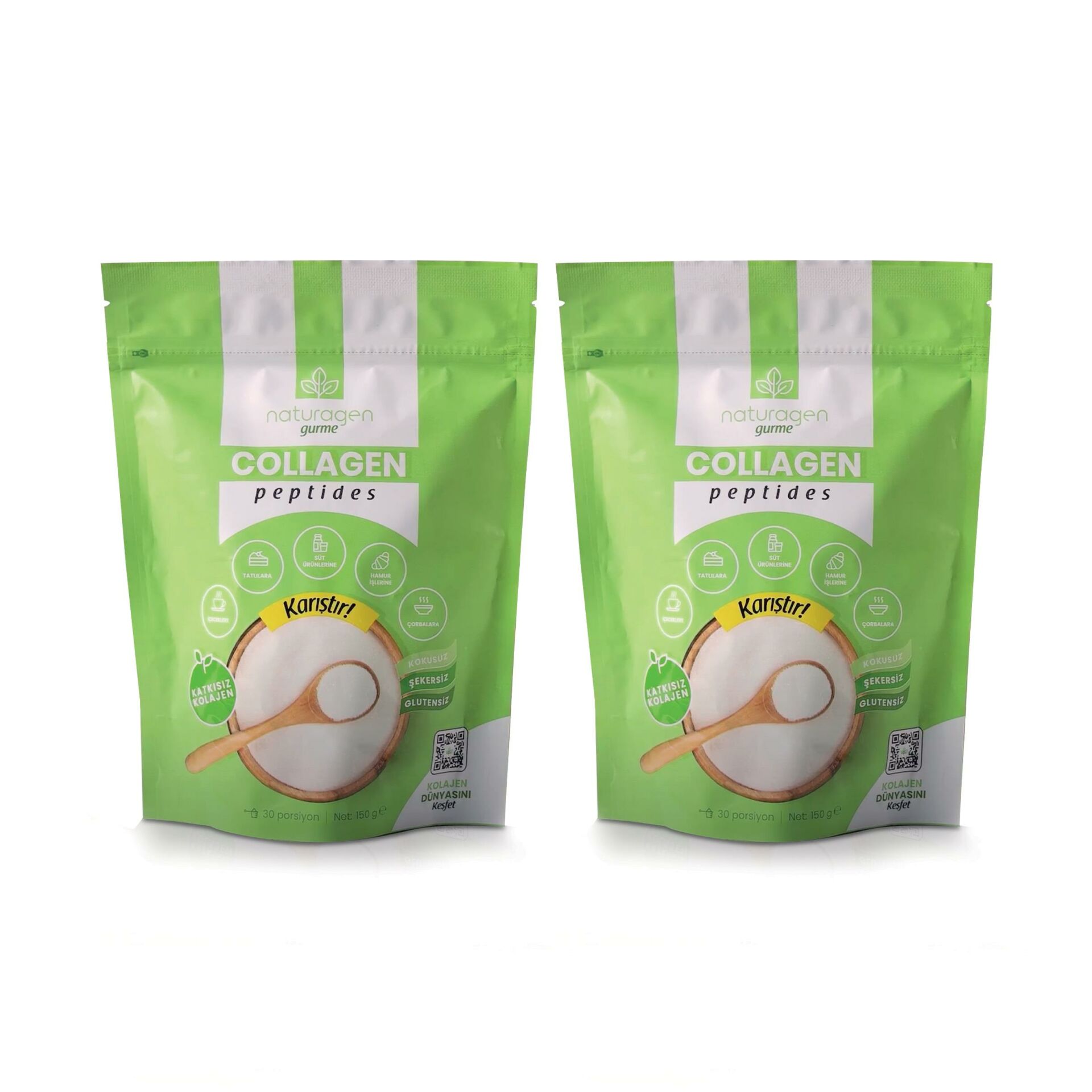 Naturagen Kolajen 2li Paket 2x150 gr Gurme Saf Collagen Peptides Tip1 & Tip3 Içerir 150 gr Sığır Kolajen