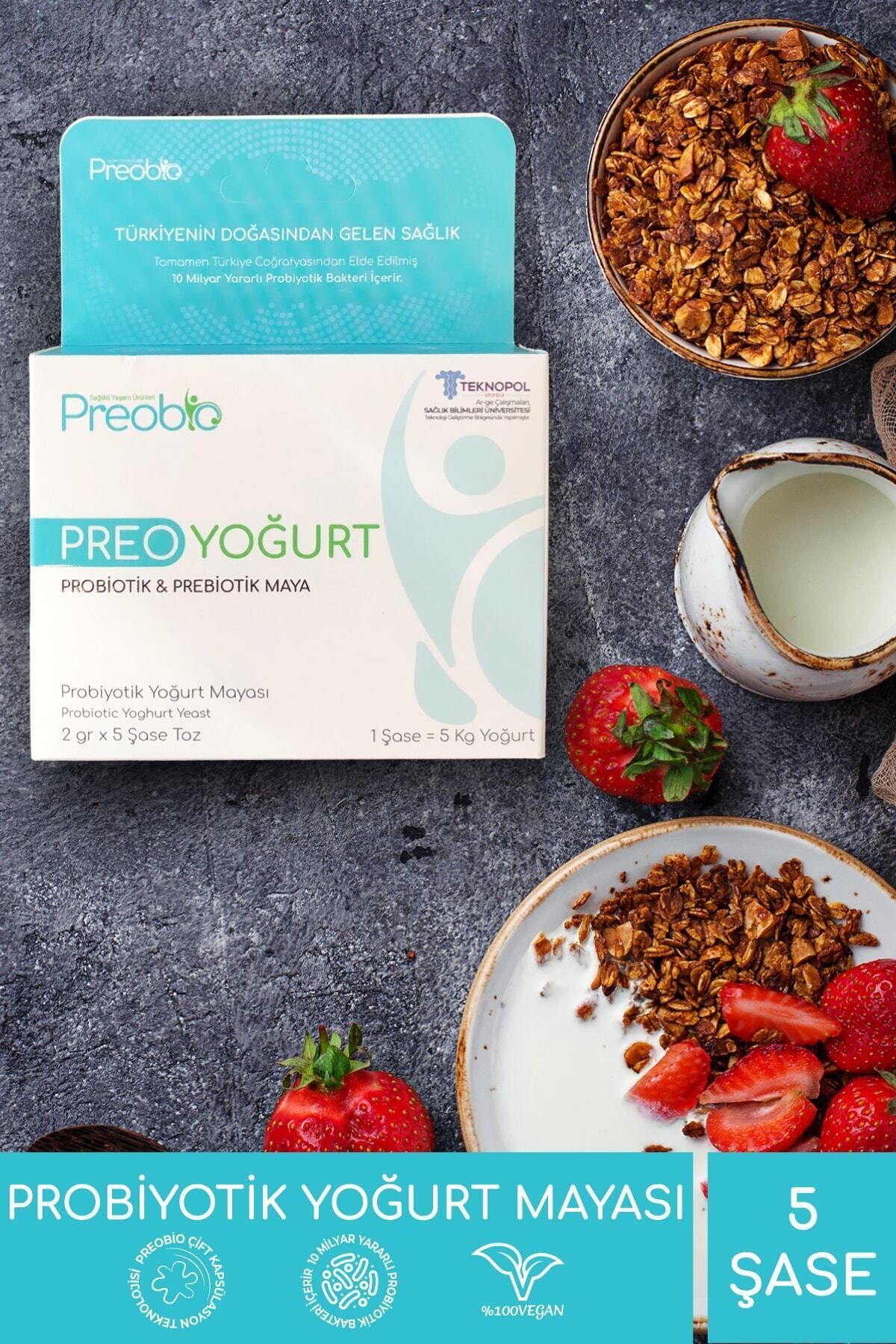 Vegan Preoyoğurt Probiyotik Yoğurt Mayası 5 Şase X 2gr