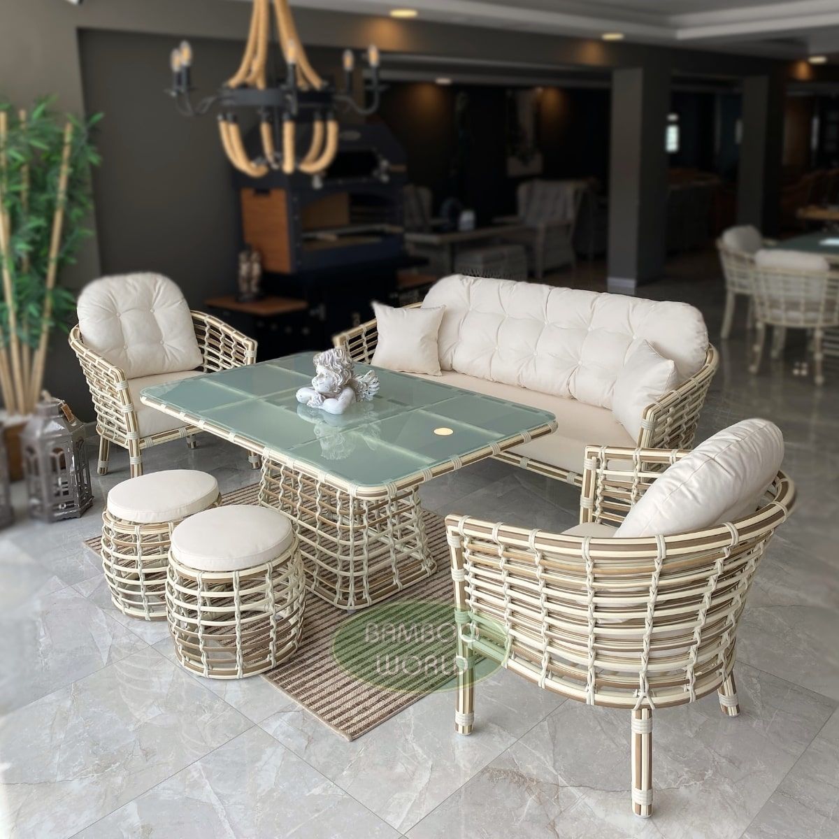Paris Üçlü Rattan Oturma Grubu