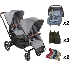 ABC Design Zoom Tin İkiz Bebek Arabası Jixy Antrasit Set