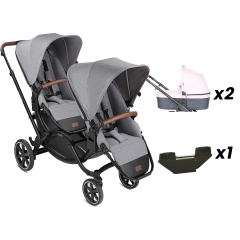 ABC Design Zoom Tin İkiz Bebek Arabası Rose Portbebe Set