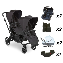 Zoom Ink - İkiz Bebek Arabası Full Set (ABC Design Ice Portbebe + Jixy Siyah Ana Kucağı)