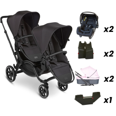 Zoom Ink - İkiz Bebek Arabası Full Set (ABC Design Rose Portbebe + Jixy Siyah Ana Kucağı)