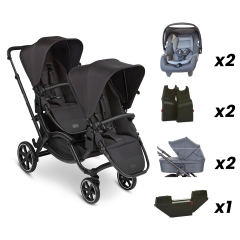 Zoom Ink - İkiz Bebek Arabası Full Set (ABC Design Mountain Portbebe + Jixy Antrasit Ana Kucağı)