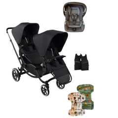 ABC Design Zoom2 Coal Travel Set - Özel Seri İkiz Bebek Arabası Antrasit Ana Kucaklı Seyahat Seti