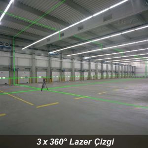 KOBB KBL34G 40 Metre Profesyonel Li-ion Şarjlı 3X360⁰ Otomatik Hizalamalı Yeşil Çapraz Çizgi Lazer Distomat