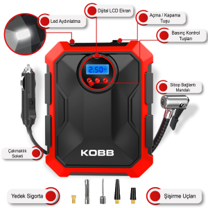 KOBB KB200 Dijital Göstergeli Hava Pompası 12 Volt 150 Psi