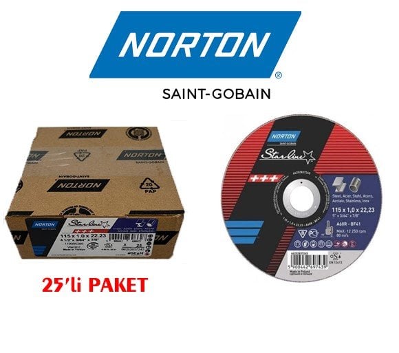 NORTON 115x1 mm Inox Kesme Taşı (Starline) 25'li Paket