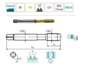 YG-1 Düz Kanal Makina Klavuzu TIN Kaplı M4 x 0.70 mm HSS-E DIN376/B (TD814246)