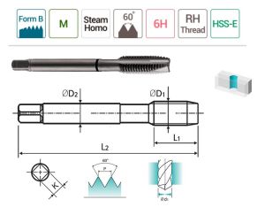 YG-1 Düz Kanal Makina Klavuzu M16 x 2.00 mm HSS-E DIN376/B (TB814606)