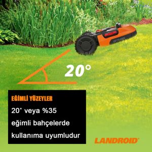 WORX WR155E 20Volt 5.0Ah. 22CM LANDROID Tam Otonom Kömürsüz Çim Biçme Robotu