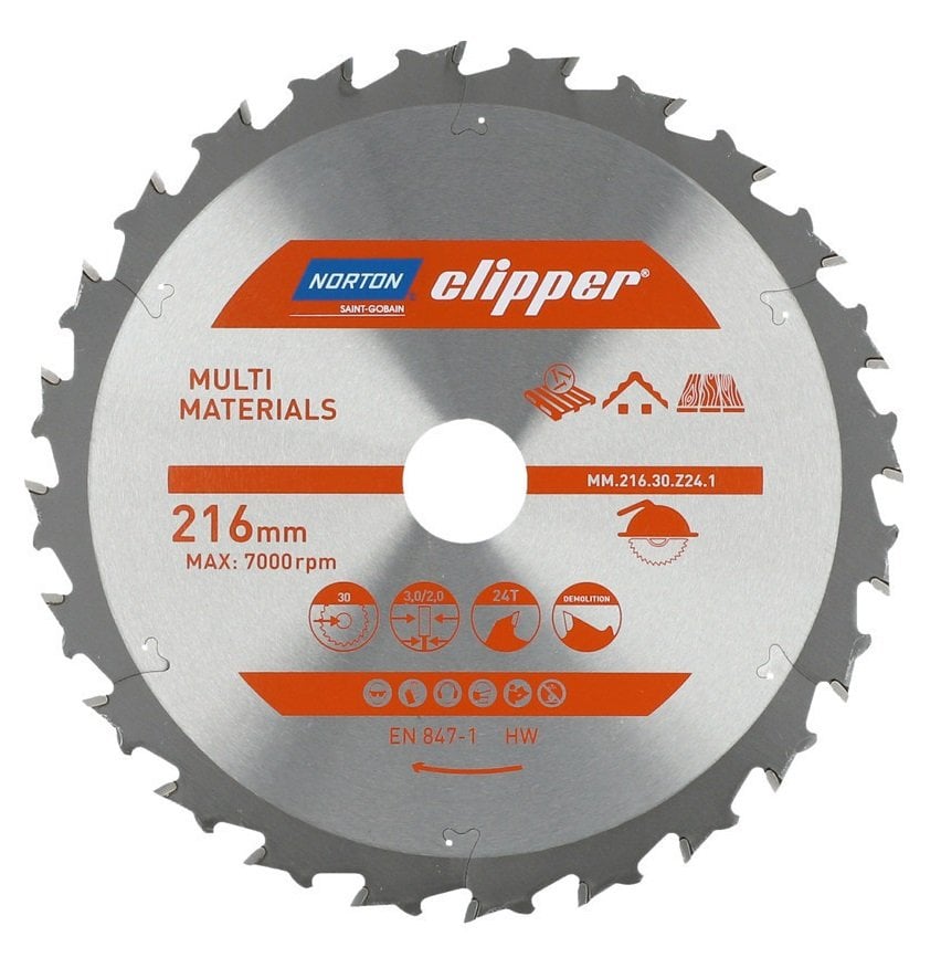 NORTON Clipper Ahşap için 216x30 mm 24 Diş Elmas Daire Testere Bıçağı