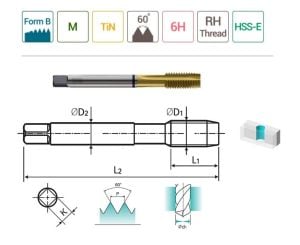 YG-1 Düz Kanal Makina Klavuzu TIN Kaplı M12 x 1.75 mm HSS-E DIN376/B (TD814506)