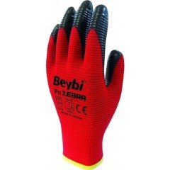 BEYBİ Zebra Nitril Kırmızı İş Eldiveni 10 Numara (1 Çift)