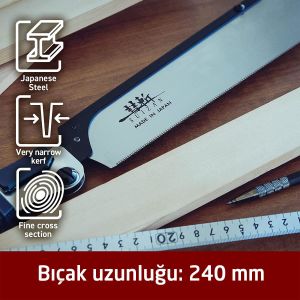 SUIZAN 2400 Dozuki Dovetail Cross-Cut Katlanır Japon Testeresi 24 cm