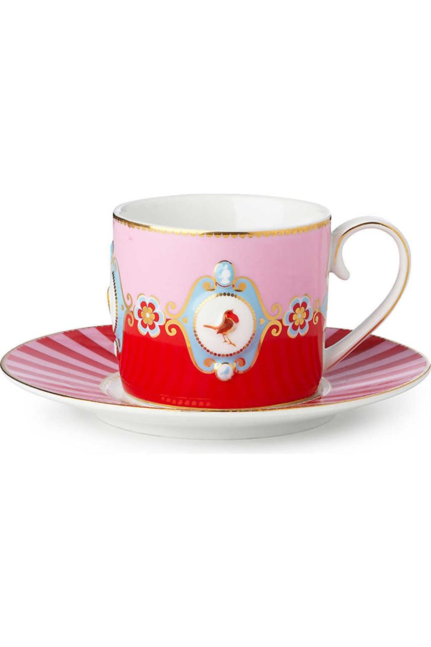 Love Birds Çay Fincanı, Kırmızı / Pembe 200 ML