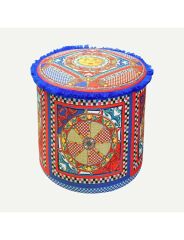Kırmızı Mavi Kadife Puf 45x45 cm