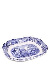 Spode Beyaz Mavi Karışık Desenli Porselen Servis Tabağı